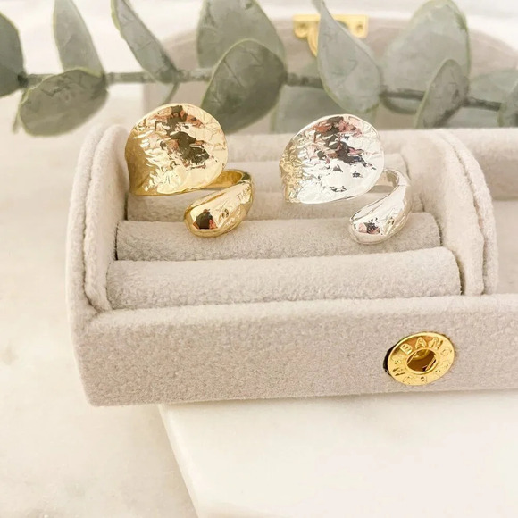 925 Sterling Silver Hammered Ring Chunky Wrap Ring Statement Ring Boho Ring - Picture 4 of 9